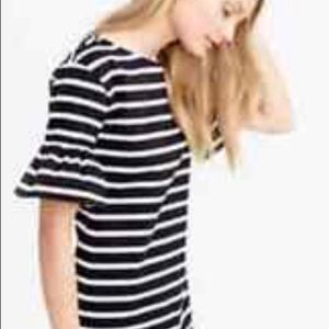 J. Crew stripe ruffle bell sleeve dress XS